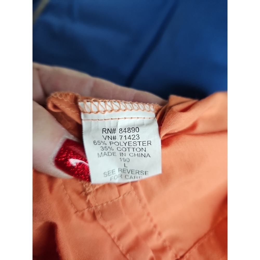 Haband Guayabera Cuban Shirt Zip Up Embroidered Peach Orange Rust Cubavera LG - Picture 6 of 9